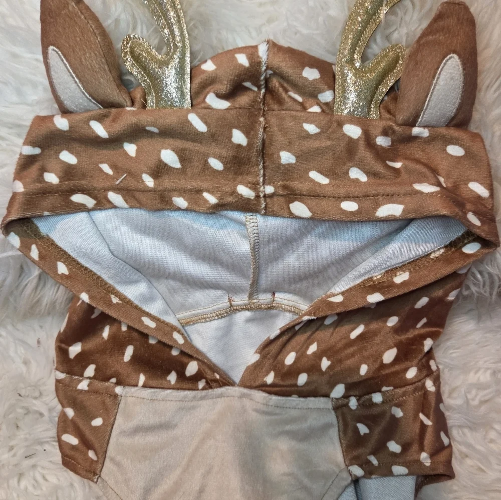 Sweet Cheeks Reindeer Dog Costume Brown White Gold XL